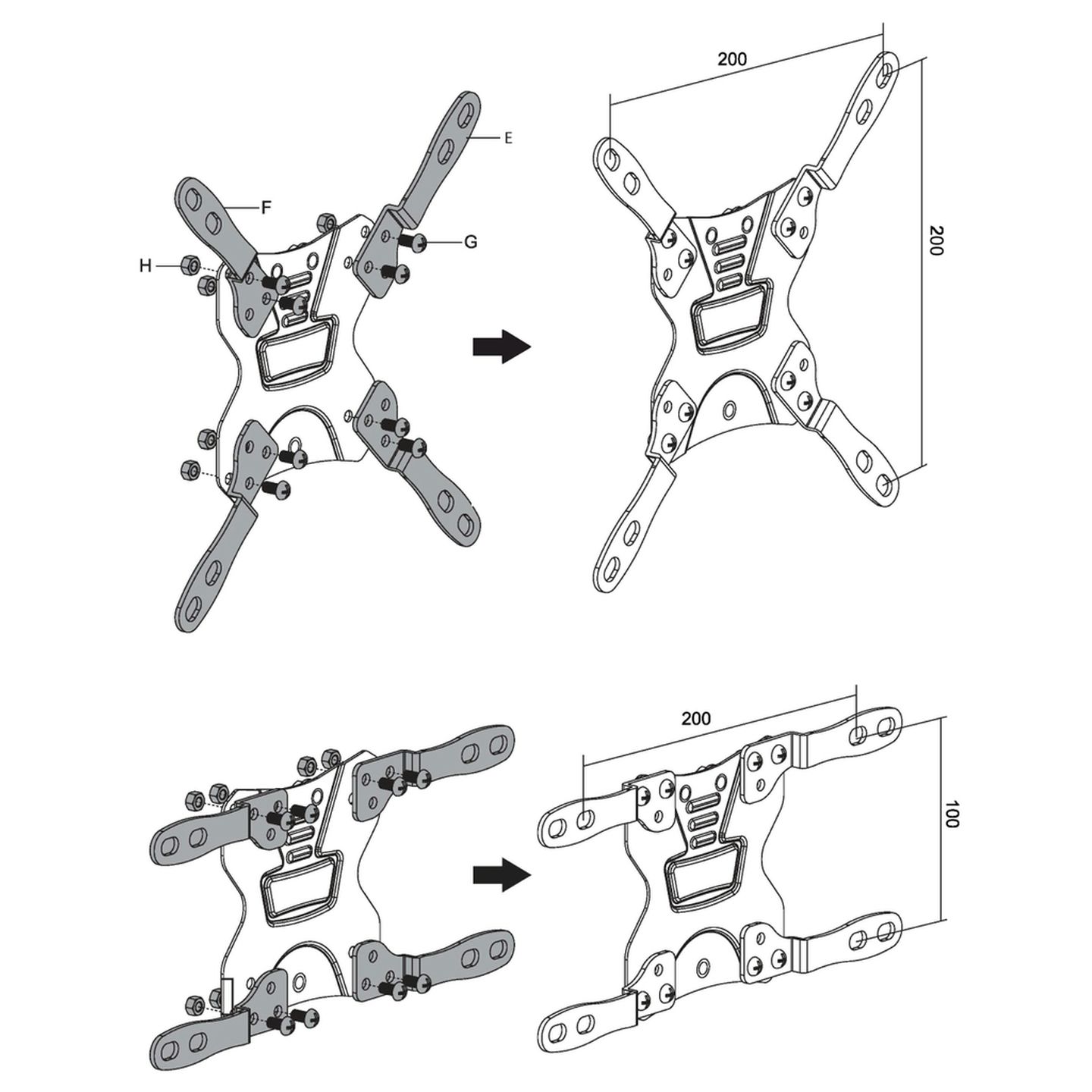 13-42 Inch LCD Monitor Swing Arm Wall Bracket with 2 Slide In Locking Plates