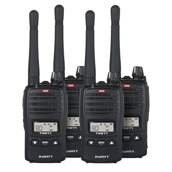 GME TX677 2W UHF CB Radio – Quad Pack with Carry Case & Dual Chargers