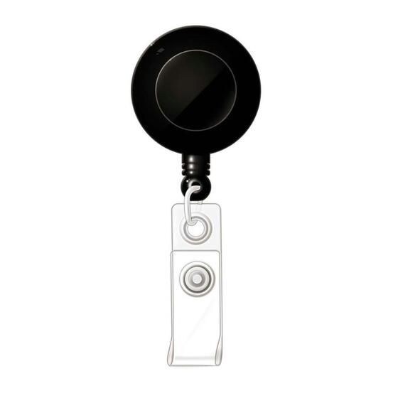 Jaycar Staff ID Retractable Reel – Black with Clip for Clean Desk and Floor Use