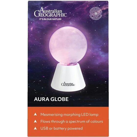 Australian Geographic Aura Globe – Minimalist LED Colour-Changing Sphere (USB or Battery Powered)