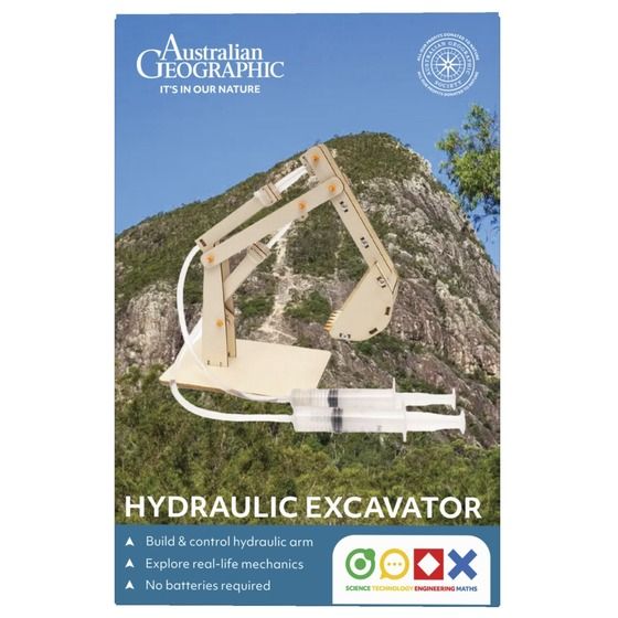 Australian Geographic Eco Workshop – Hydraulic Excavator Building Kit, Ages 8+