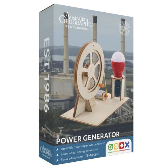 Australian Geographic Eco Workshop Power Generator – Hand-Crank Electricity Kit (Ages 8+)