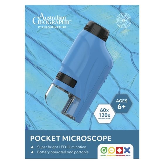 Australian Geographic Pocket Microscope – 60x–120x Magnification with LED Light