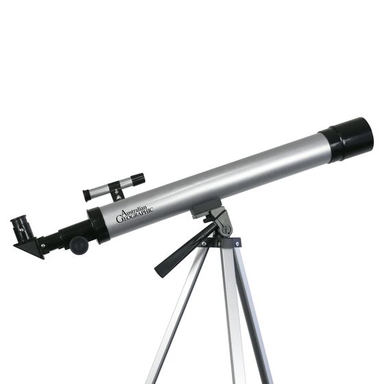 Australian Geographic Discover Telescope Kit – 60mm Glass Lens, 50x & 100x Eyepieces, 120cm Pan-and-Tilt Tripod