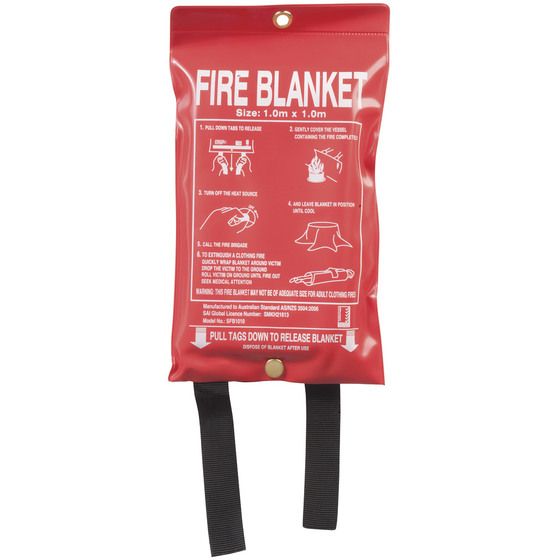 Jaycar Fire Blanket 1 m × 1 m – Fibreglass, Soft Pouch, Kitchen / Workshop / Caravan Ready