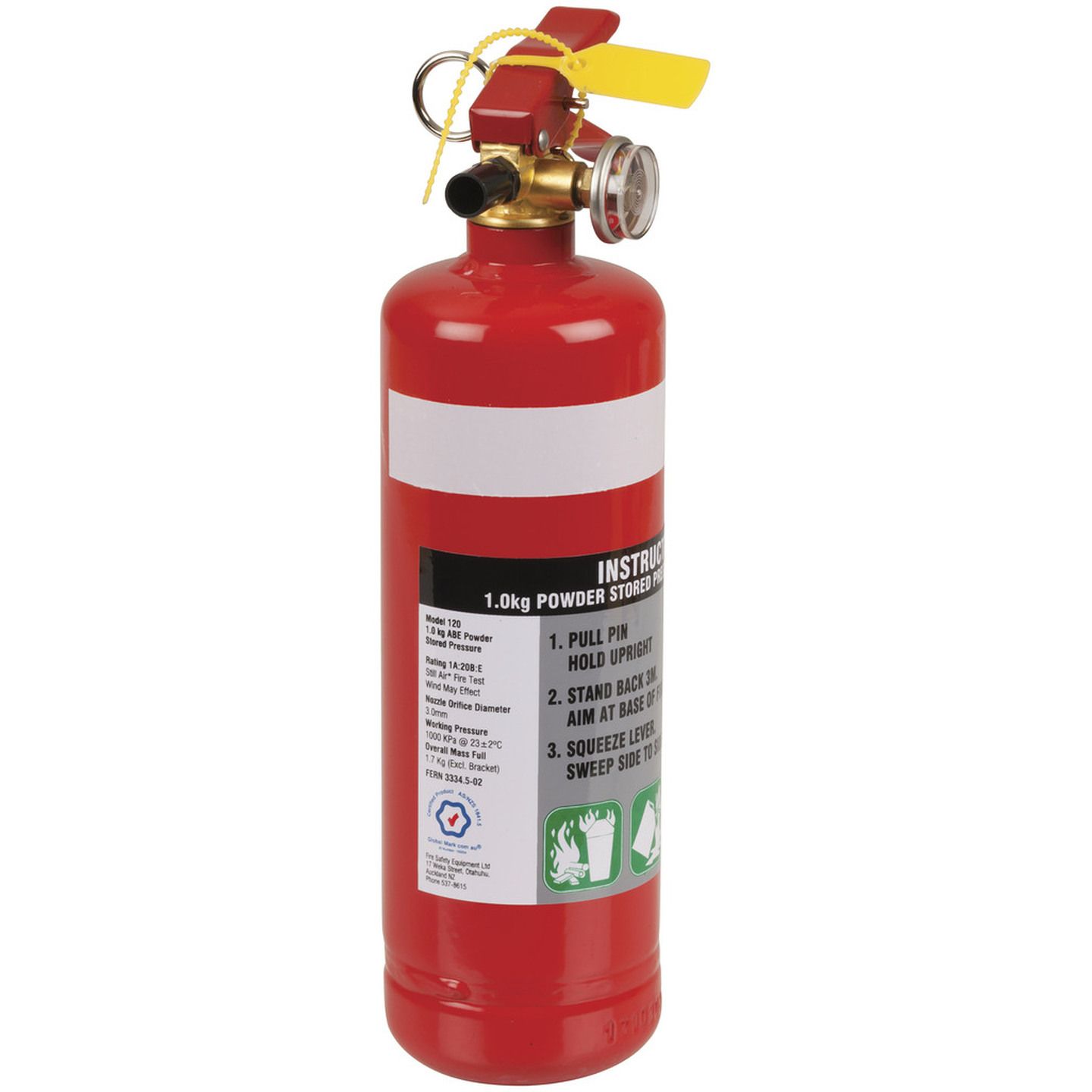 1kg Fire Extinguisher 1A:20B:E - Metal Bracket