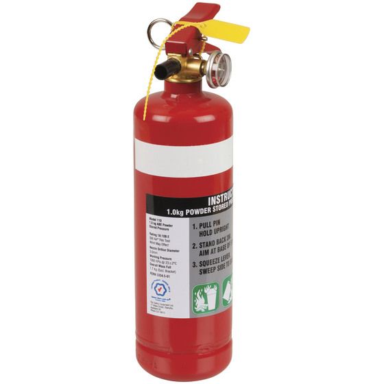 Jaycar 1 kg Dry Powder Fire Extinguisher – 1A:10B:E, AS1841.5 Compliant, with Bracket & Gauge