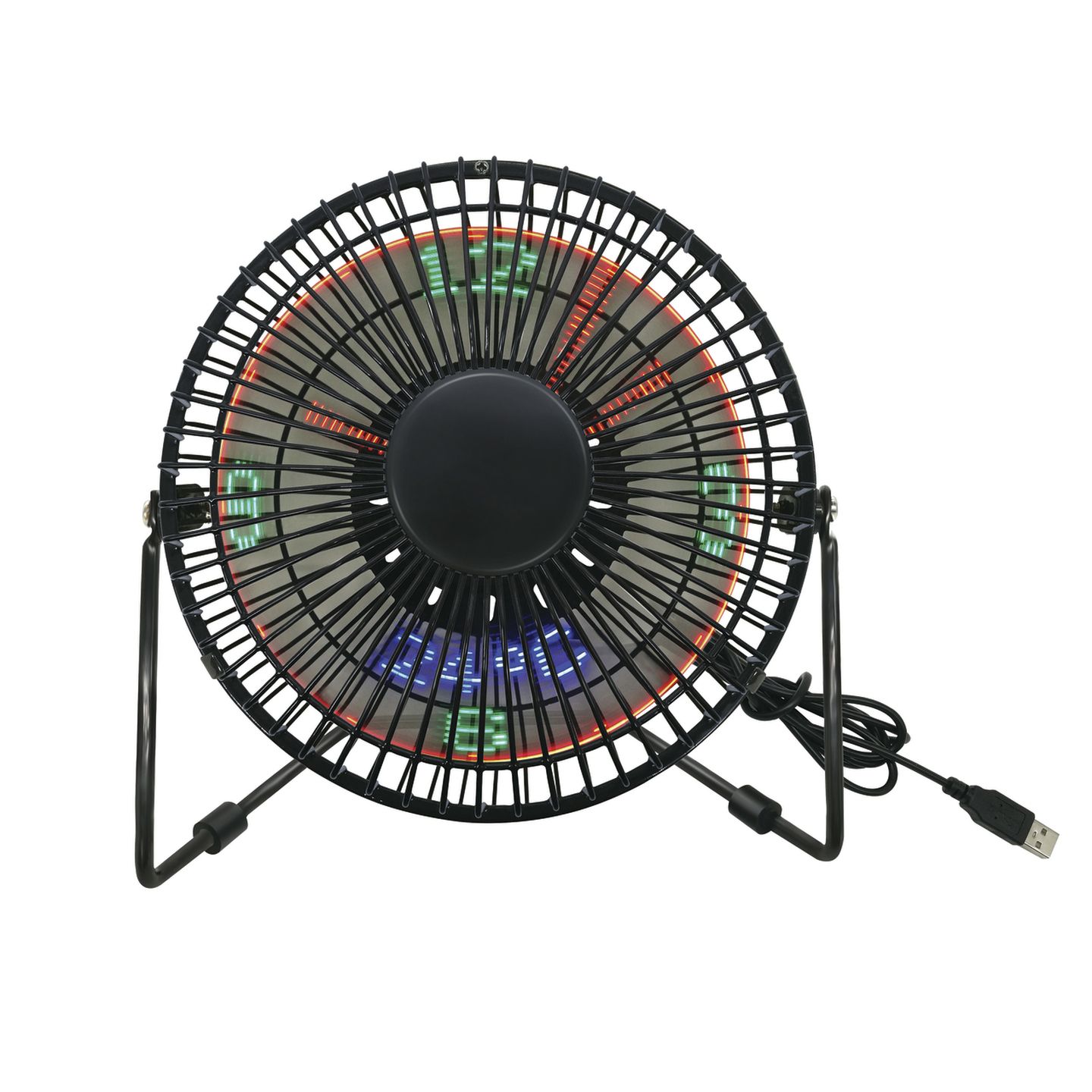 USB Desk Fan with Clock and Temperature Display