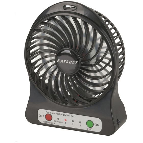 JAYCAR Mini USB Rechargeable 3-Speed Fan with LED Light – Black