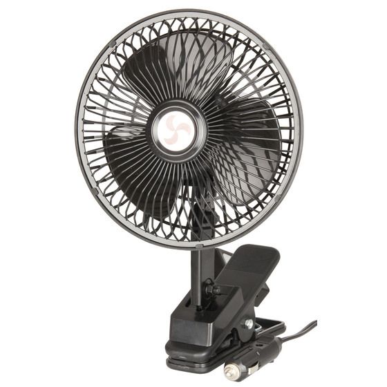 Oscillating 6 Inch Fan with Clamp Mount – 12V Cigarette Lighter Plug