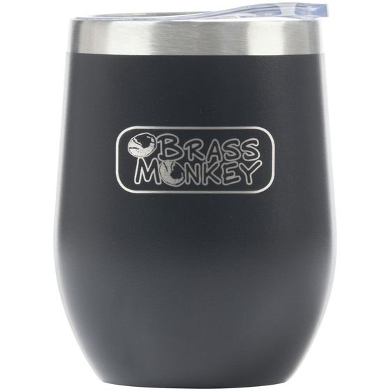 BRASS MONKEY 350ML BLACK STAINLESS STEEL CUP WITH LID
