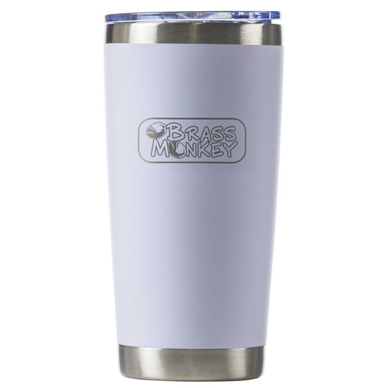 Brass Monkey 590mL White Stainless Steel Travel Cup with Push Lid
