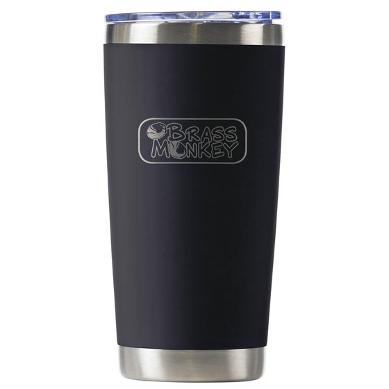 Brass Monkey 590mL Black Stainless Steel Travel Cup with Push Lid
