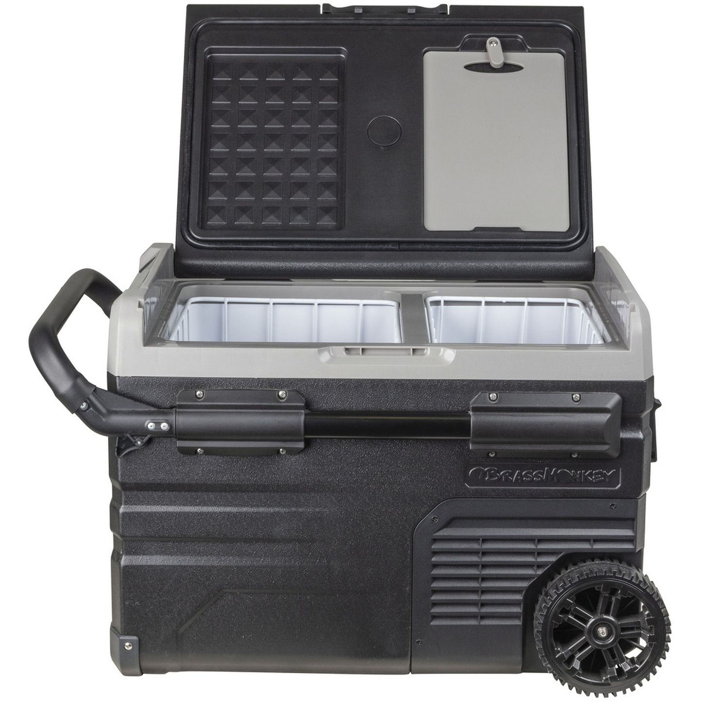 35L Brass Monkey Portable Dual Zone Fridge/Freezer with Wheels and Battery Compartment