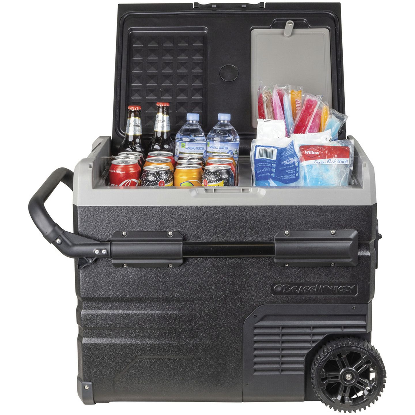 45L Brass Monkey Portable Dual Zone Fridge/Freezer with Wheels and Battery Compartment