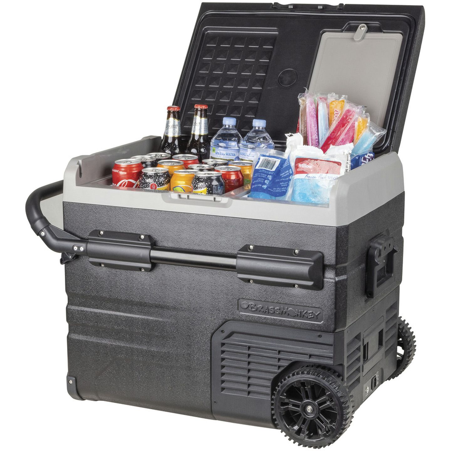 45L Brass Monkey Portable Dual Zone Fridge/Freezer with Wheels and Battery Compartment