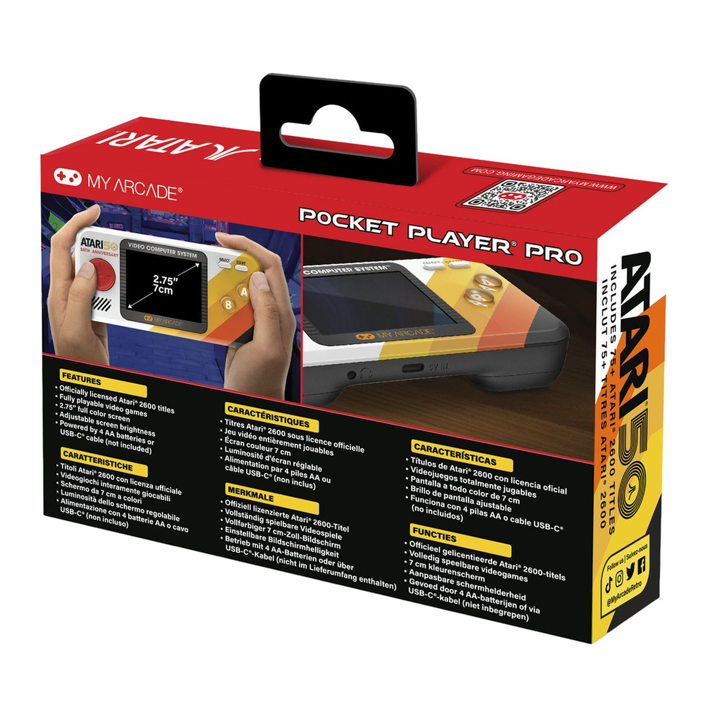 Atari Licensed Handheld Arcade Game Console with 100 games