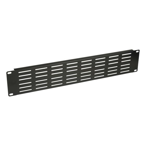 Vented Metal 2U Rack Mount Blank Panel – Black Powder Coated Steel