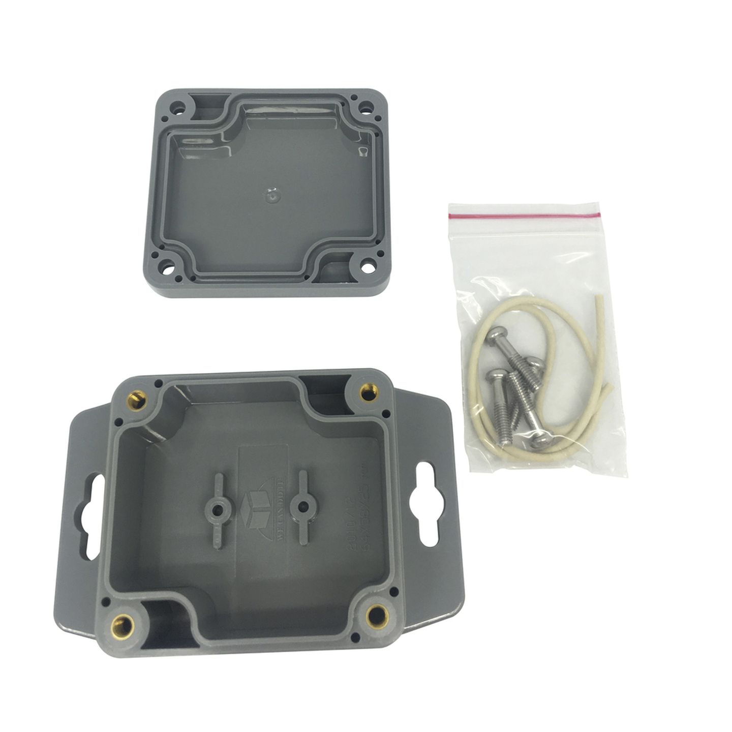 IP65 Sealed ABS Enclosures - Dark Grey with Mounting Flange - 64x58x35mm