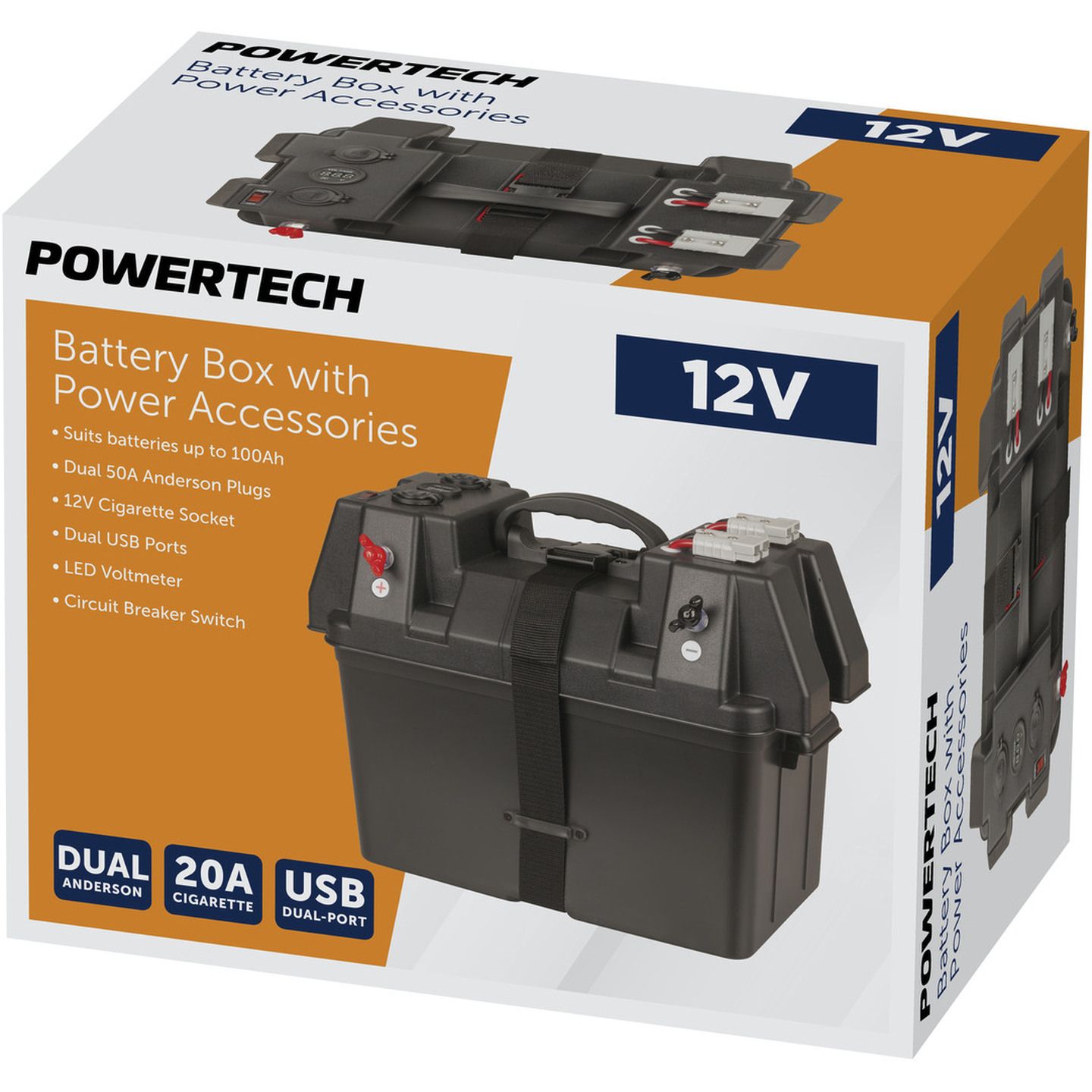 Powertech Battery Box with Power Accessories