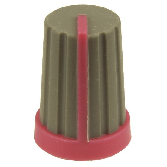 KNOB PLASTIC PUSH ON 18T SPLINE GREY/RED