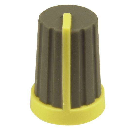 Jaycar Push-On Knob – 18T Spline, Grey/Yellow Pointer (HK7731)