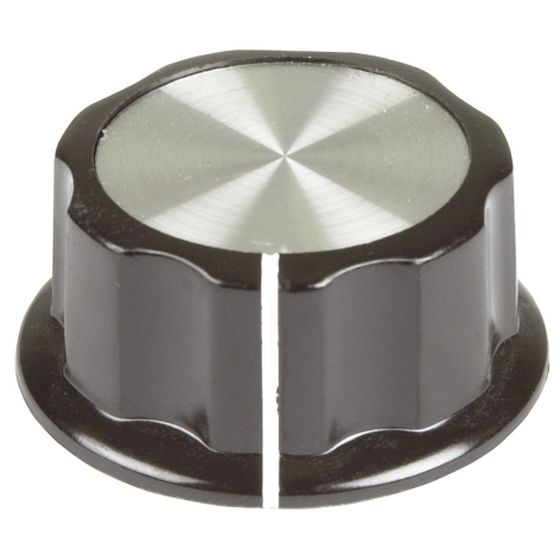 45MM KNOB - BLACK PLASTIC ALUMINIUM INSERT