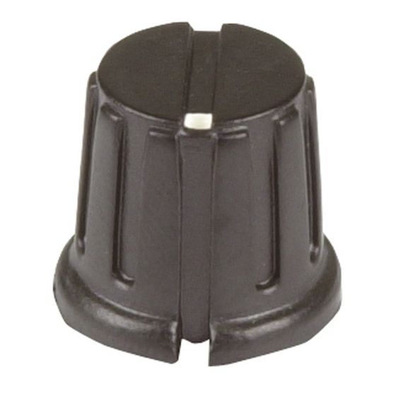 12mm Panel Knob – Fluted Plastic, Grubscrew Fixing, Pointer Slot (1/4" Shaft)