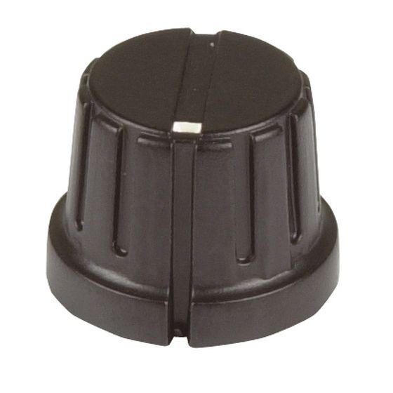 16mm Panel Knob – Fluted Plastic, Grubscrew Fixing, Pointer Slot (1/4" Shaft)