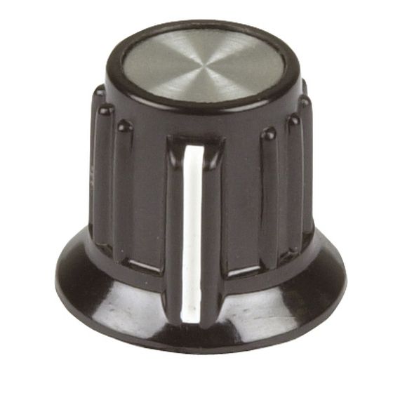 Jaycar 20mm Knob – Black Plastic with Aluminium Insert Top (HK7786)