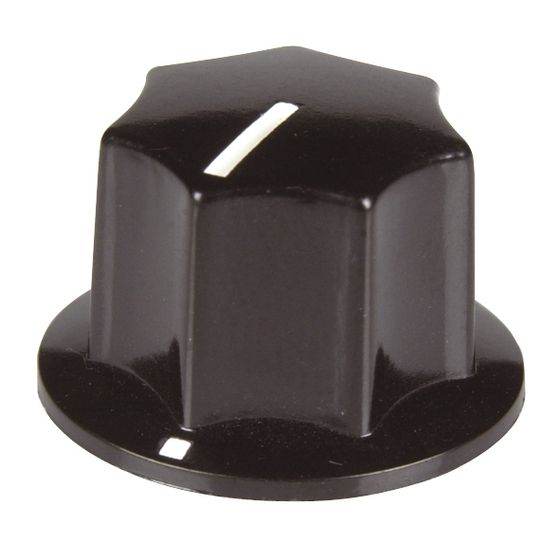 23MM KNOB - BLACK PLASTIC WITH POINTER
