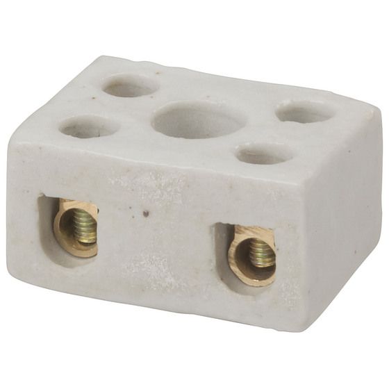 Jaycar 2 Wire Porcelain Terminal Block – Medium | High-Temp Wiring Connector