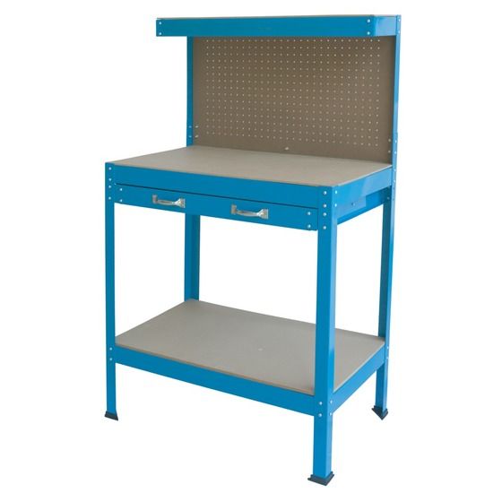 JAYCAR Self-Assembly Workbench 900 x 500 x 1400mm – Pegboard, Draw & Shelves | HM8104