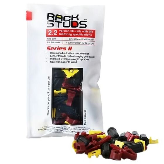 Rackstuds 2.2mm (Red) – 20 Pack | Front-Insert Cage Nut Replacement for Rails Up to 2.2mm
