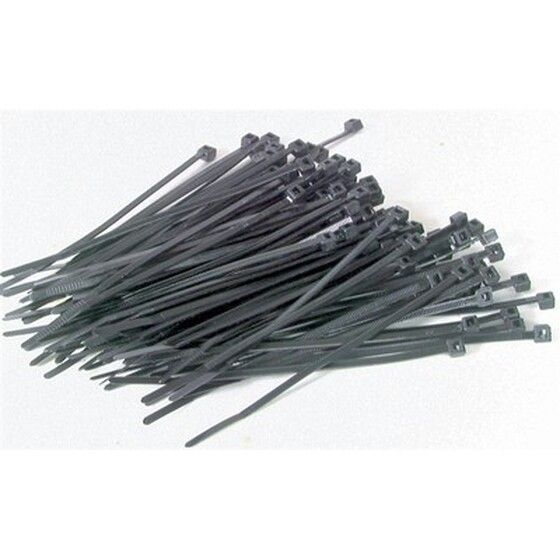 200mm Black Nylon Cable Ties – Pack of 100 (Jaycar)