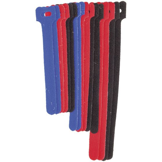 Jaycar Mixed Hook & Loop Cable Ties – Pack of 16 (125–180mm)