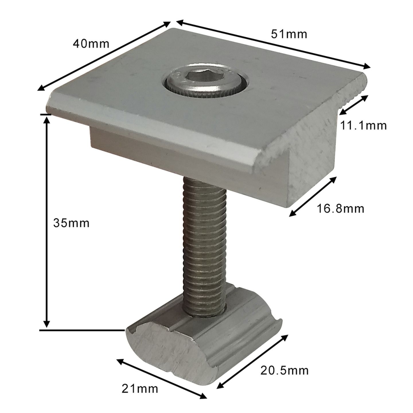 Solar Panel Rail Mid Clamp 35mm