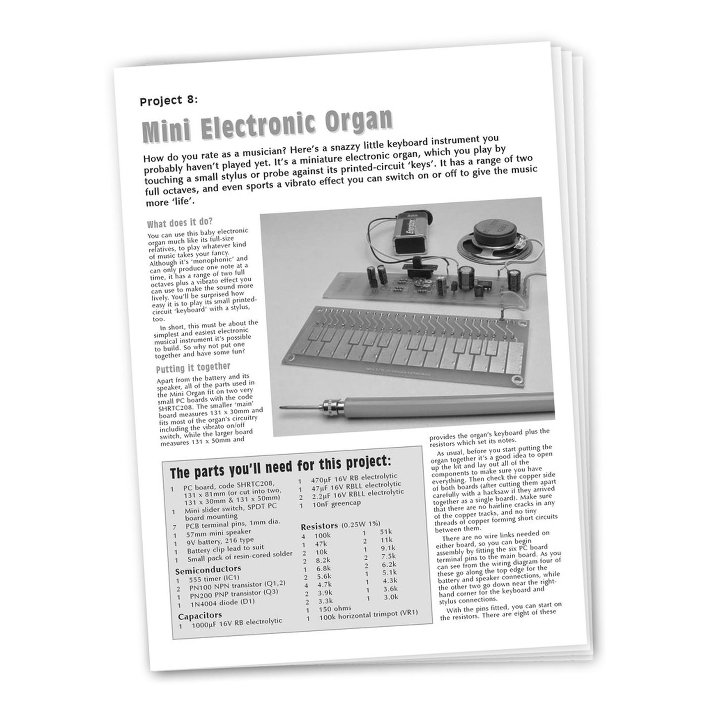 Instructions to suit SC2 Project - KJ8214 Electronic Organ