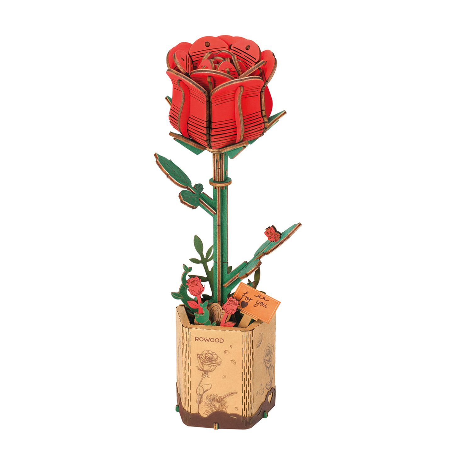 Wooden DIY Red Rose Craft ROKR