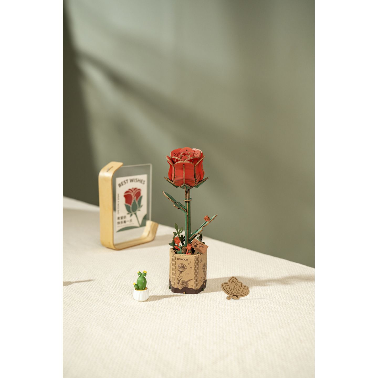 Wooden DIY Red Rose Craft ROKR