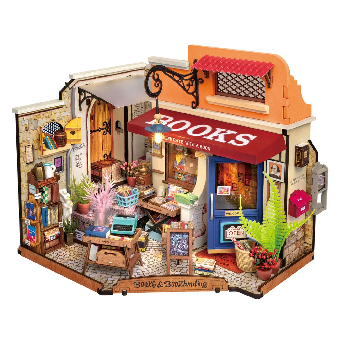 ROKR Corner Bookstore DIY Miniature House Kit