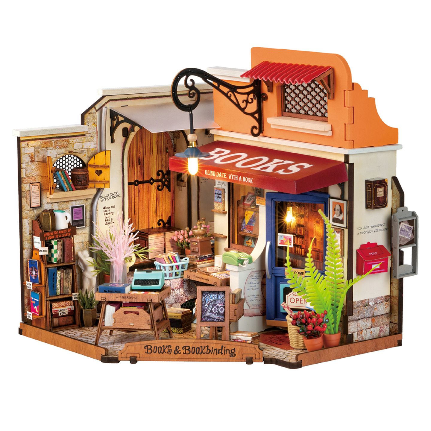 ROKR Corner Bookstore DIY Miniature House Kit