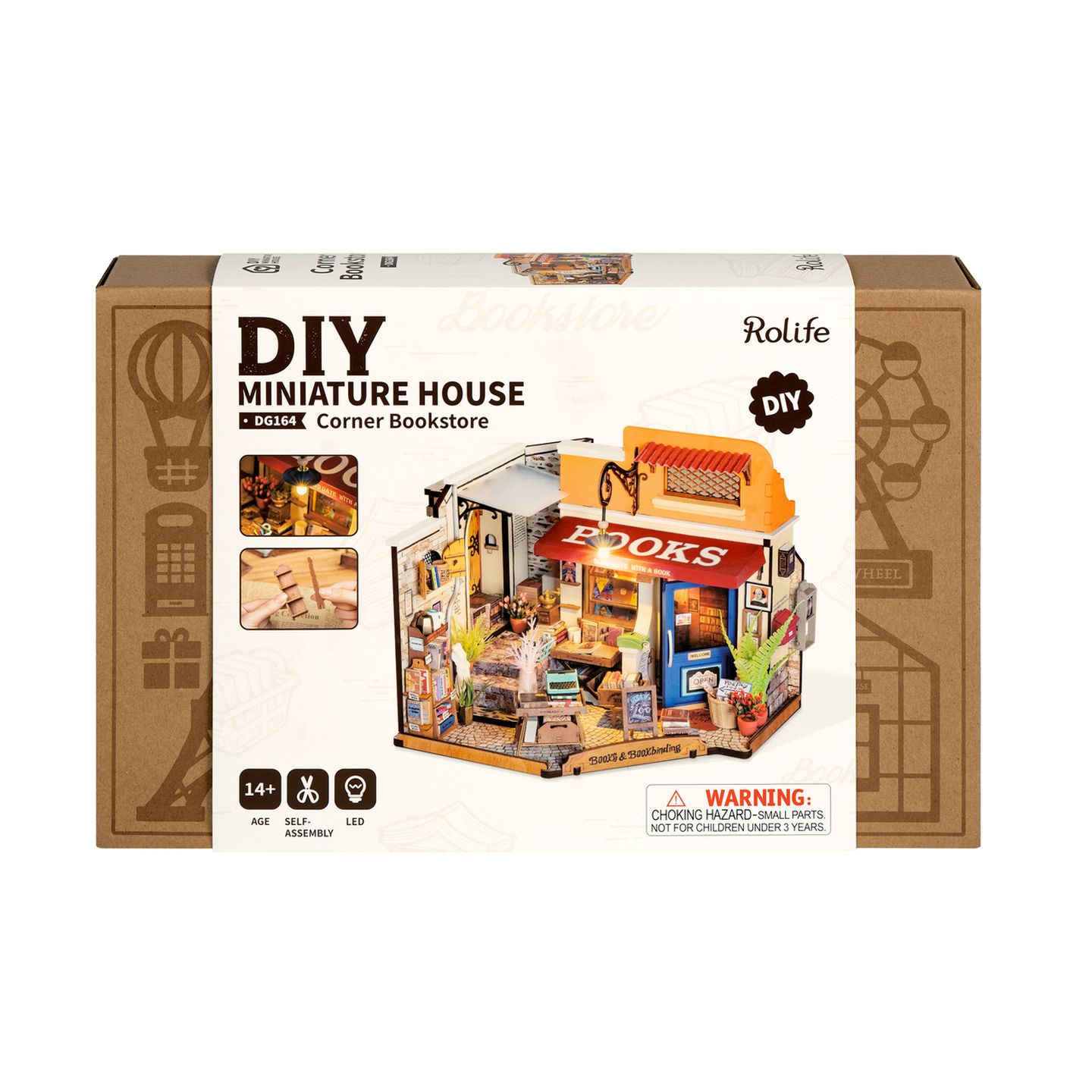 ROKR Corner Bookstore DIY Miniature House Kit