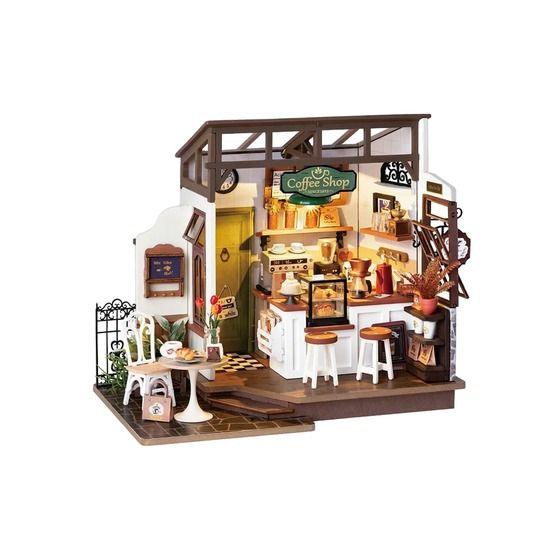 ROKR No.17 Café DIY Miniature House Kit – Wooden Construction Model