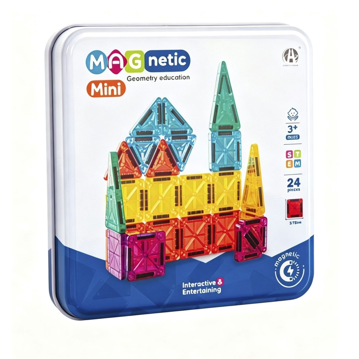 24 Piece Mini Magnetic Tile Travel Set