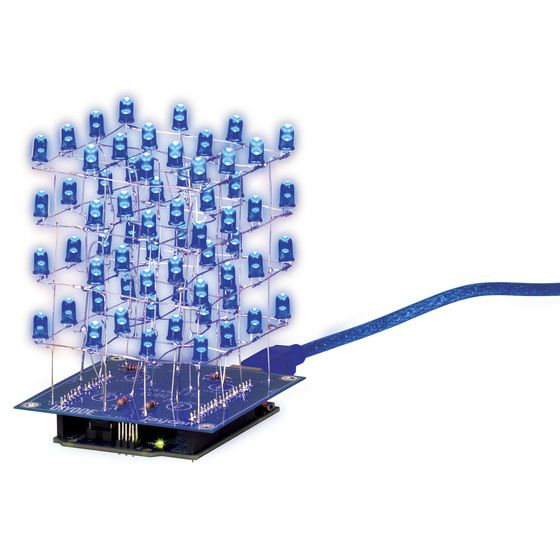 Learn to Solder – 4×4×4 Blue LED Cube Kit (64 LEDs) | Arduino Compatible