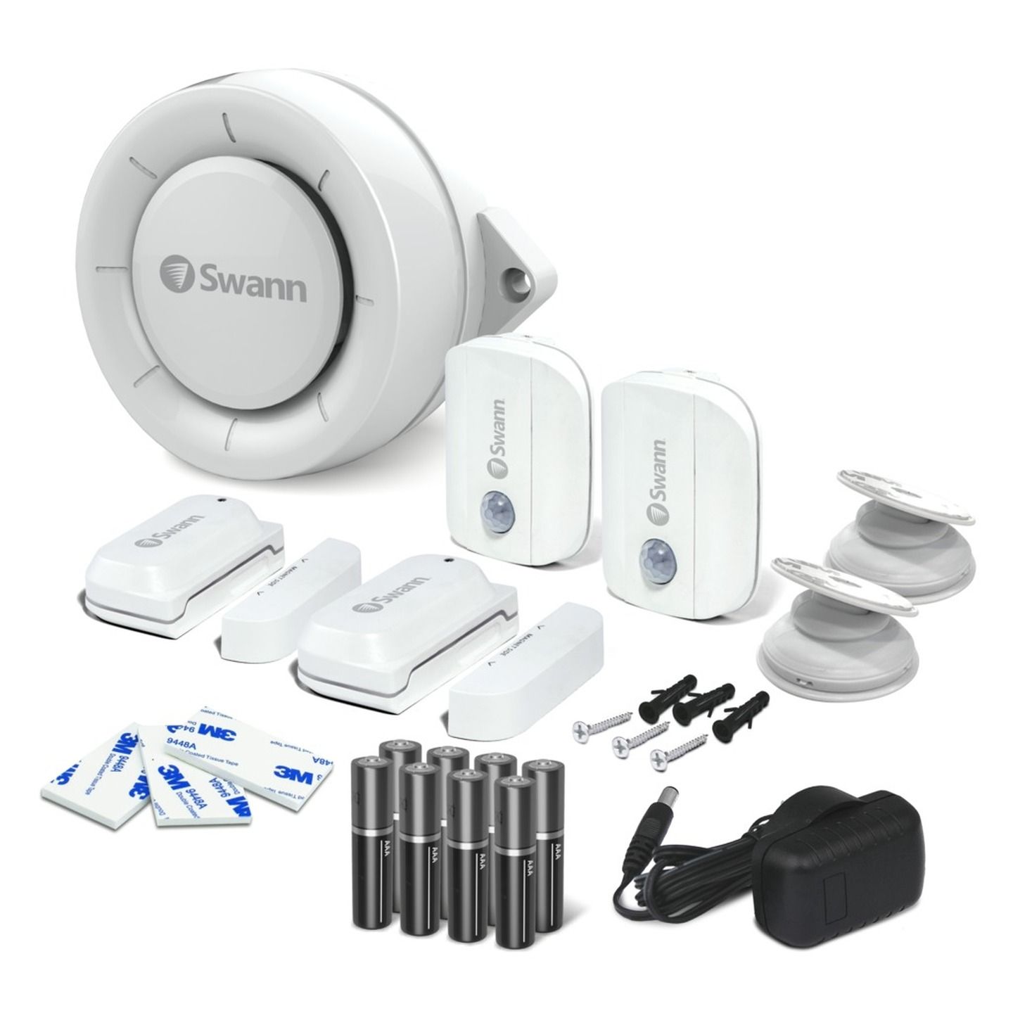 Swann Smart Home Alarm Kit A - 1x Indoor Siren / 2x Window Door Sensors / 2x PIR Motion Sensors SWIFI-ALARMKITA-GL