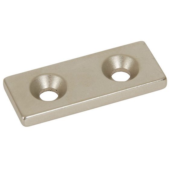 Rare Earth Magnet 50 x 20mm Rectangle with Countersunk Mounting Holes | Jaycar