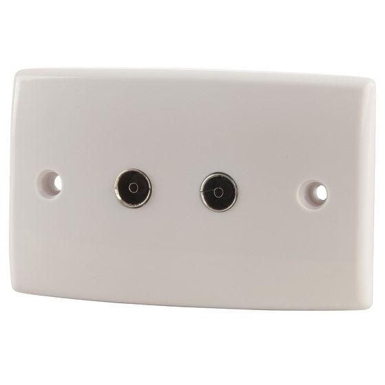 PAL 2 SOCKET WALLPLATE - TV AND FM