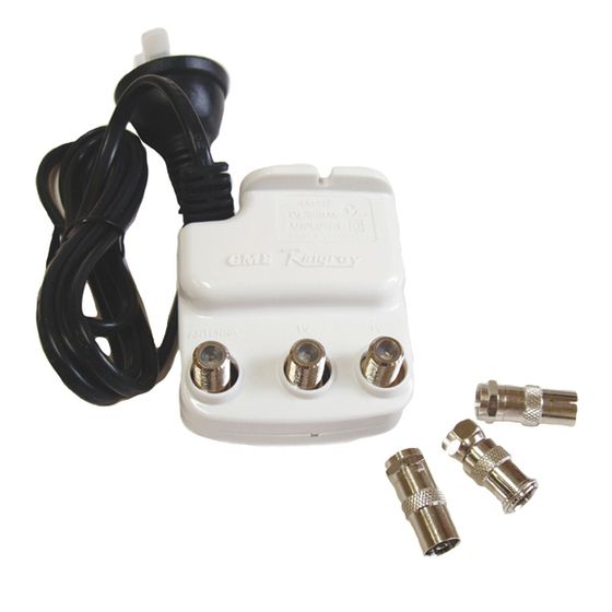 Jaycar 2-Way Indoor TV Amplifier/Splitter – 12 dB Boost for Two TVs (LT3288)